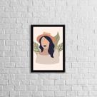 Quadro Abstrato Figurativo Mulher 45x34cm - com vidro