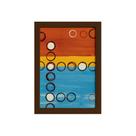 Quadro Abstrato Geométrico Bolas Moldura Marrom 33x43cm