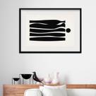 Quadro Abstrato Horizontal Preto e Branco - 60x48cm Quadro Abstrato Horizontal Preto e Branco - 60x48cm
