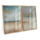 Quadro Abstrato Kit Grande C/ Moldura Vidro Beach Soft Tones - Bimper