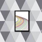 Quadro Abstrato Linhas Formatos III 33x24cm - com vidro