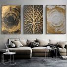 Quadro Abstrato Luxo Dourado e Preto Árvore - Kit 3 telas Quadro Abstrato Luxo Dourado e Preto Árvore - Kit 3 telas