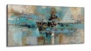 Quadro Abstrato Moderno 120x60 Sala Escritório Tons Turquesa em Tecido Canvas Quadro Abstrato Moderno 120x60 Sala Escritório Tons Turquesa em Tecido Canvas
