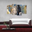Quadro Abstrato Moderno Artístico Escritório Tecido 4 Peças