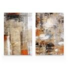 Quadro Abstrato Moderno Pinceladas Do Tempo Kit Para Sala 2 Telas Em Canvas Grande - Bimper