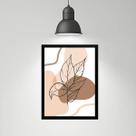 Quadro Abstrato Orgânico Folha Rosê Marrom 45x34cm - com vidro