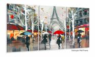 Quadro Abstrato Paris Torre Eiffel Romântico Em Tecido 120x60 3 peças