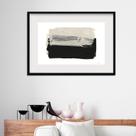 Quadro Abstrato Pinceladas Bege com Preto - 60x48cm Quadro Abstrato Pinceladas Bege com Preto - 60x48cm
