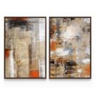 Quadro Abstrato Pinceladas Do Tempo Efeito Pintura Kit 2 Telas Com Moldura - Bimper Quadro Abstrato Pinceladas Do Tempo Efeito Pintura Kit 2 Telas Com Moldura - Bimper
