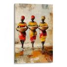 Quadro Africano Três Guardiãs da Colheita em Harmonia