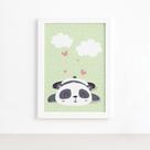 Quadro Animais Panda Sonhando Moldura Branca 22x32cm