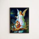 Quadro Anjo Da Guarda Com Crianças 33x24cm