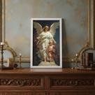 Quadro Anjo da Guarda da Criança 33x24cm Mold Branca Vidro