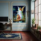 Quadro Anjo da Guarda Protegendo Crianças Ponte - 70x50cm