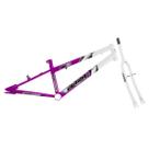 Quadro Aro 20 Ultra Bikes em Aço Carbono Bicolor com Garfo Rebaixado Lilás - Branco