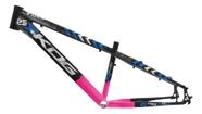 Quadro Aro 26 Freeride Kog Full X25 Freio Disco Tipo Viking Preto com Rosa e Azul
