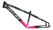 Quadro Aro 26 Freeride Kog Full X25 Freio Disco Tipo Viking Preto com Rosa e Verde