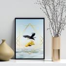 Quadro Arquétipo Sucesso Financeiro - Águia Ouro 33x24cm