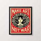 Quadro Art Nouveau Make Art Not War 33x24cm - com vidro