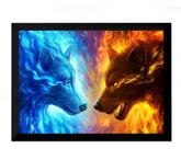 Quadro Arte Decoração Lobos Gelo E Fogo Yn Yang 42x29cm