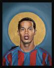 Quadro Arte Futebol Ronaldinho Gaúcho Moldura 42x29cm