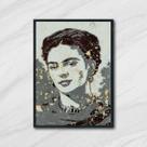 Quadro Artístico Frida Cinza e Preto 33x24cm - com vidro