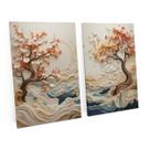 Quadro Árvore Abstrato Coast Wisdom Tree Kit 2 Telas Decorativo Moderno Para Sala Quarto Escritório - Bimper