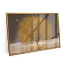Quadro Árvore Com Pétalas Douradas 60x40 Cm Para Escritório - Bimper Quadros