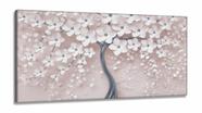 Quadro Árvore Flores Cerejeira Para Sala Apê em Tecido Canvas