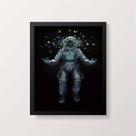 Quadro Astronauta Com Borboletas 24x18cm - com vidro Quadro Astronauta Com Borboletas 24x18cm - com vidro