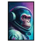 Quadro Astronauta Macaco Moldura Cx Alta 40x60cm Titulo Moldura Preta