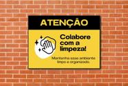Quadro Atenção Mantenha Local Limpo Trabalho Empresa 20x28cm