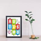 Quadro Autismo - Quebra Cabeça 45x34cm - com vidro