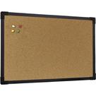 Quadro Aviso Moldura Madeira Cortiça Aparente 80X60CM SOFT Preto - Pacote com 2