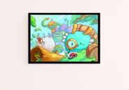 Quadro Axie Infinity Jogo NTF Criptomoedas com Moldura E Acetato Tamanho A3