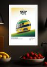 Quadro Ayrton Senna 1994 Capacete com Vidro e Moldura Branca Tamanho:21cm x 30cm (A4)