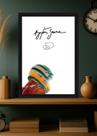 Quadro Ayrton Senna Emoção com Vidro e Moldura Preta Tam:A4