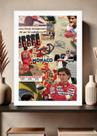 Quadro Ayrton Senna Legado com Vidro e Moldura Branca Tam:A4