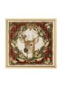 Quadro Azulejo Rena Xadrez Decoração Natalina 22x 22cm