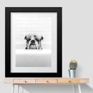 Quadro Banheiro Bulldog Inglês - 60x48cm Quadro Banheiro Bulldog Inglês - 60x48cm