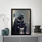 Quadro Banheiro Darth No Vaso Sanitário 24x18cm - com vidro