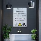 Quadro Banheiro Frase Aviso Decorativo Mdf 28x40cm