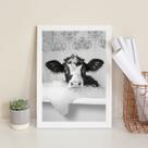 Quadro Banheiro Vaquinha Tomando Banho 45x34cm - com vidro