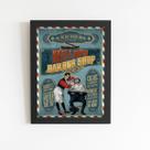 Quadro Barbearia Barber Retro Vintage Moldura Preta 60x40cm