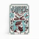 Quadro Barbearia Barber Shop Retro Azul Canvas 60x40cm