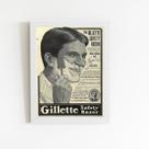 Quadro Barbearia Gillette Retro Moldura Branca 60x40cm Quadro Barbearia Gillette Retro Moldura Branca 60x40cm