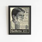 Quadro Barbearia Gillette Retro Moldura Preta 60x40cm