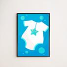 Quadro Barquinho Body Bebê Azul 24x18cm - com vidro