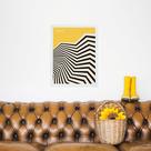 Quadro Bauhaus Amarelo e Preto- Curvas 45x34cm - com vidro