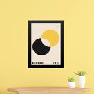 Quadro Bauhaus Amarelo e Preto - Eclipse 45x34cm - com vidro